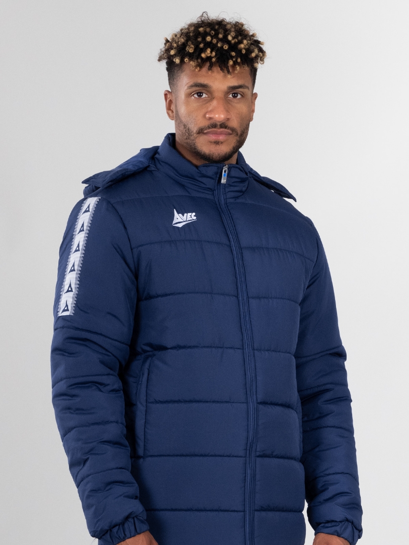 Evolve Navy Football Bench Coat Avec Sport