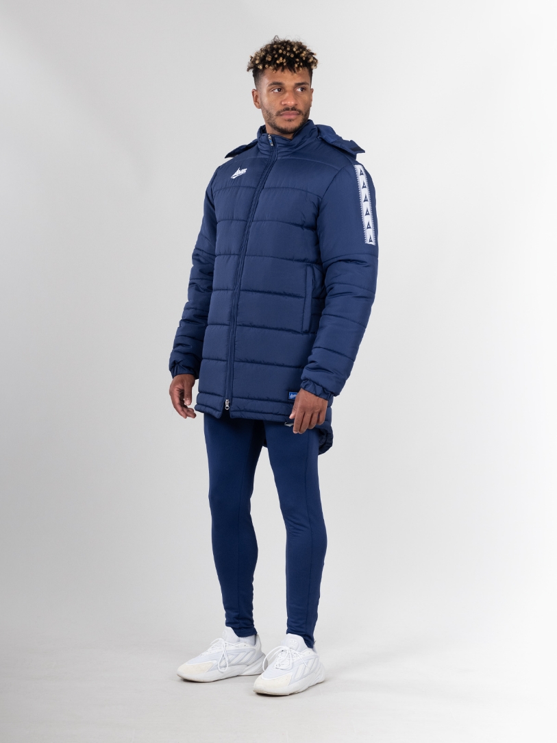 Evolve Navy Football Bench Coat Avec Sport