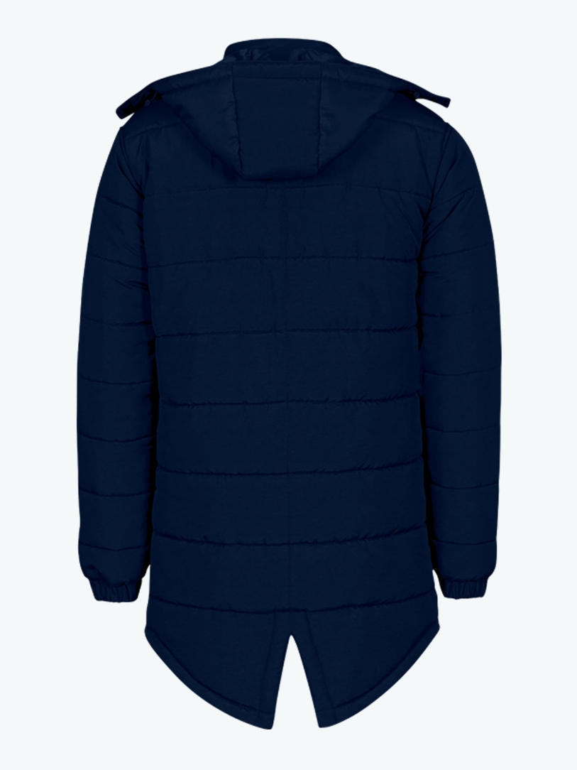 Navy Padded Bench Jacket Navy Football Coat Avec Sport