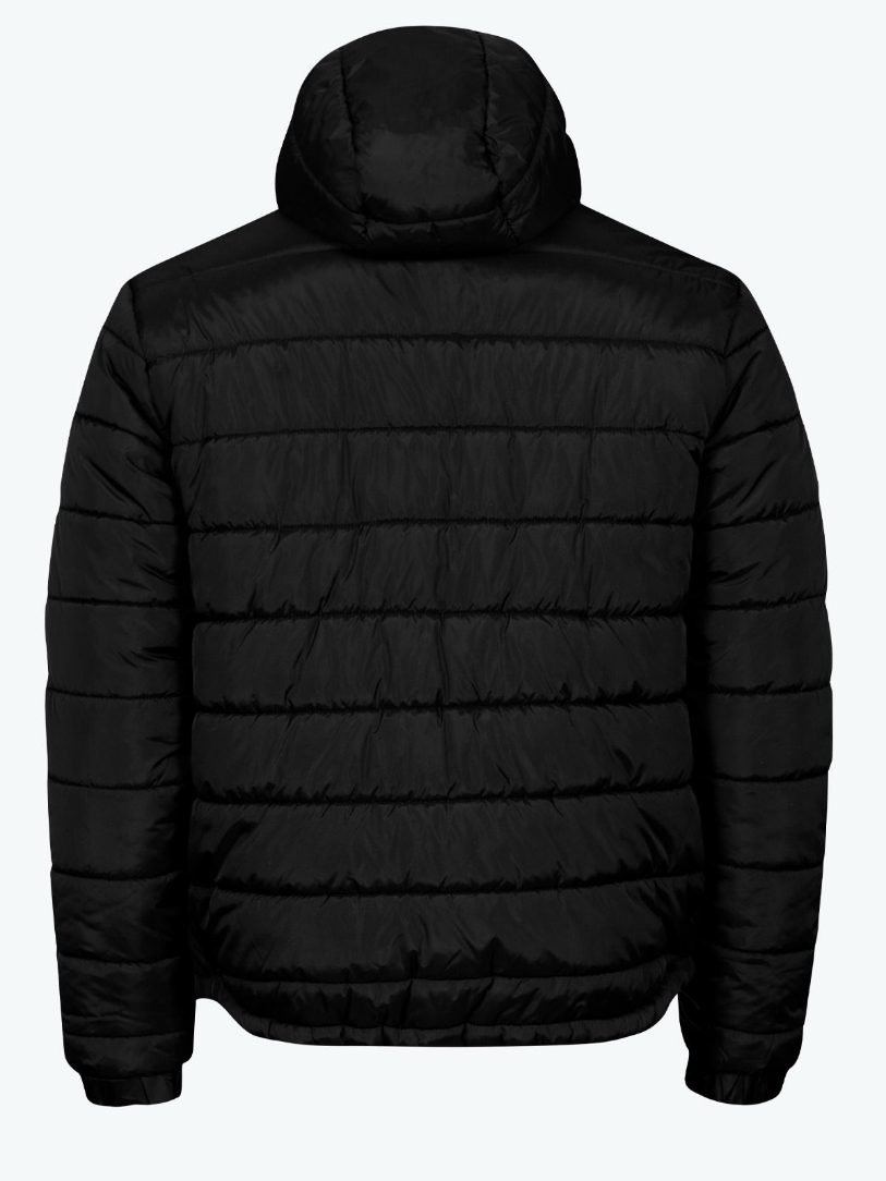Black Padded Bench Jacket Black Football Coat Avec Sport