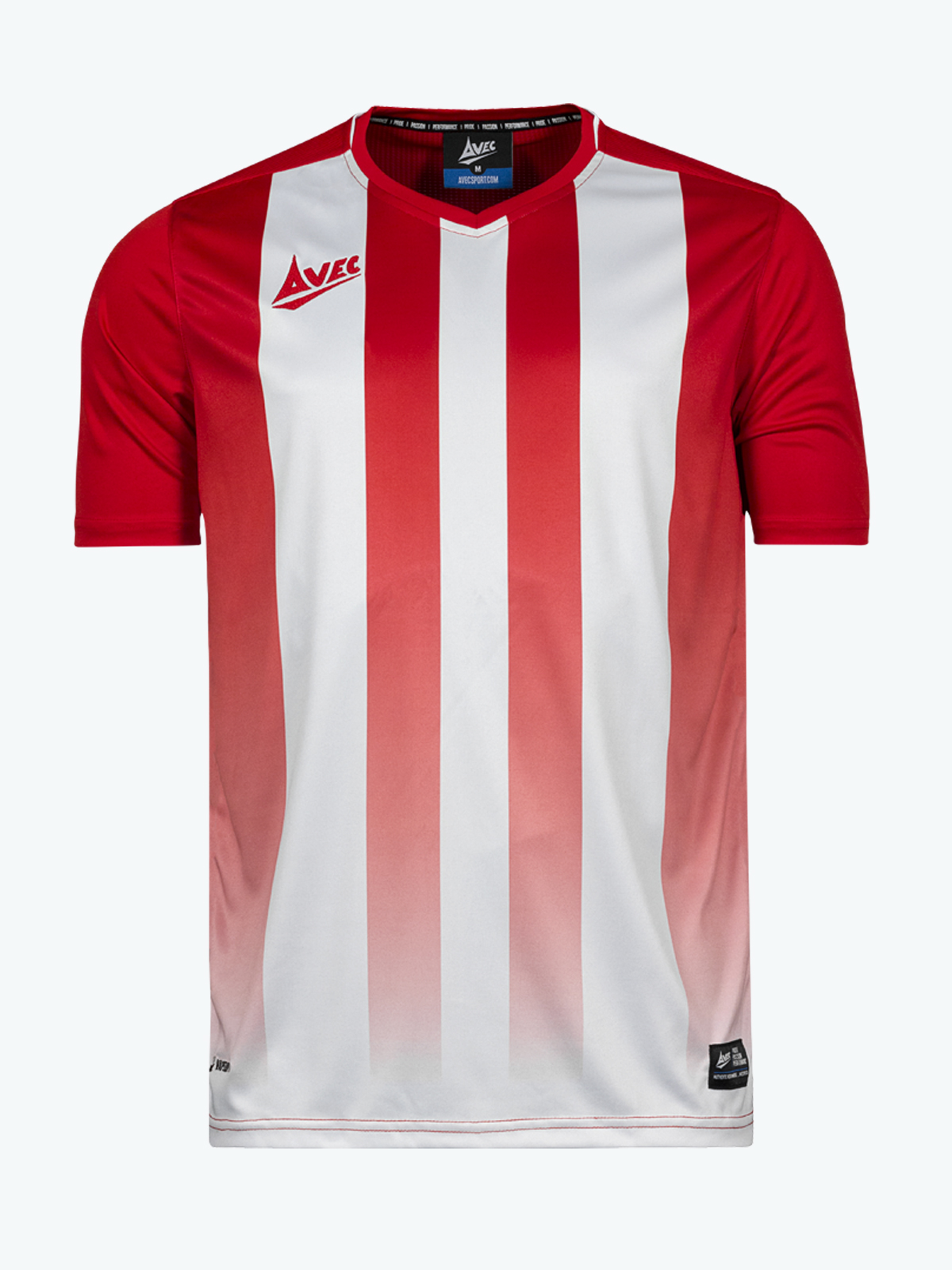 Short Sleeve - Striped Football Match/Training Top - Avec Sport - Red/White - Fusion Stripe Jersey - Men/women