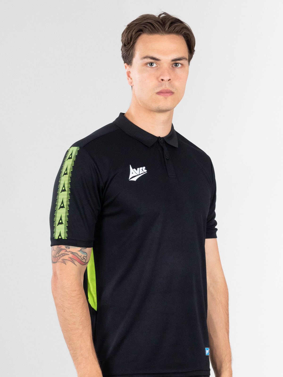 picture of evolve tech polo - black/neon yellow