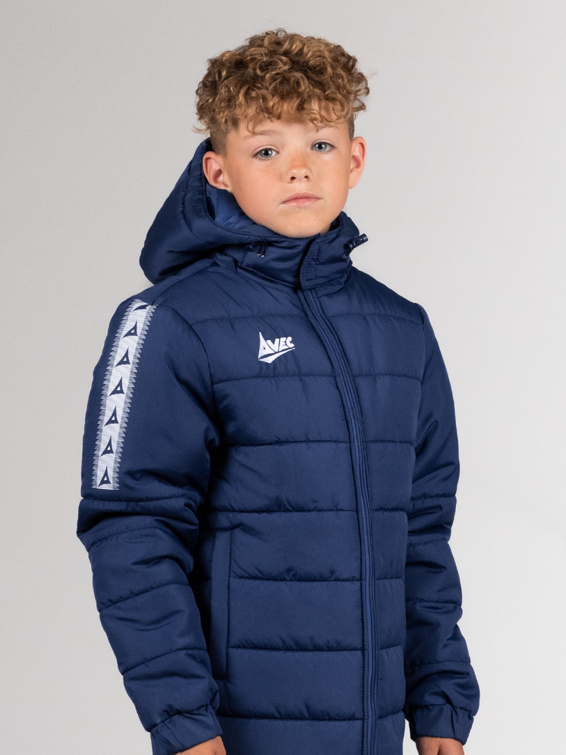 Evolve Navy Football Bench Coat | Avec Sport