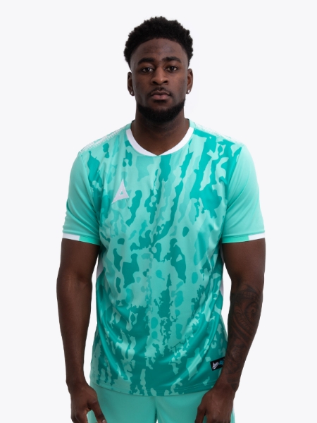 Model wearing a mint green / hyper green Sports football training t-shirt.