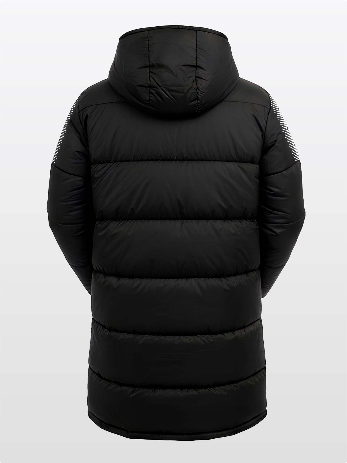 back view of the avec evolve pro padded bench jacket in black