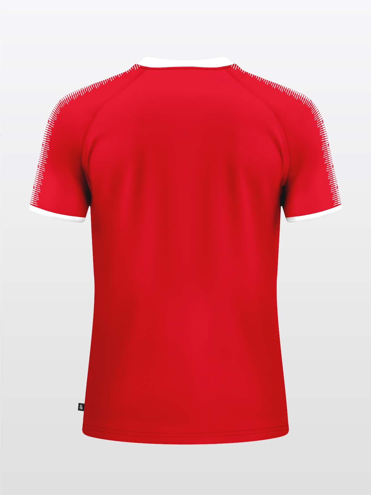 back view of the avec evolve red t-shirt