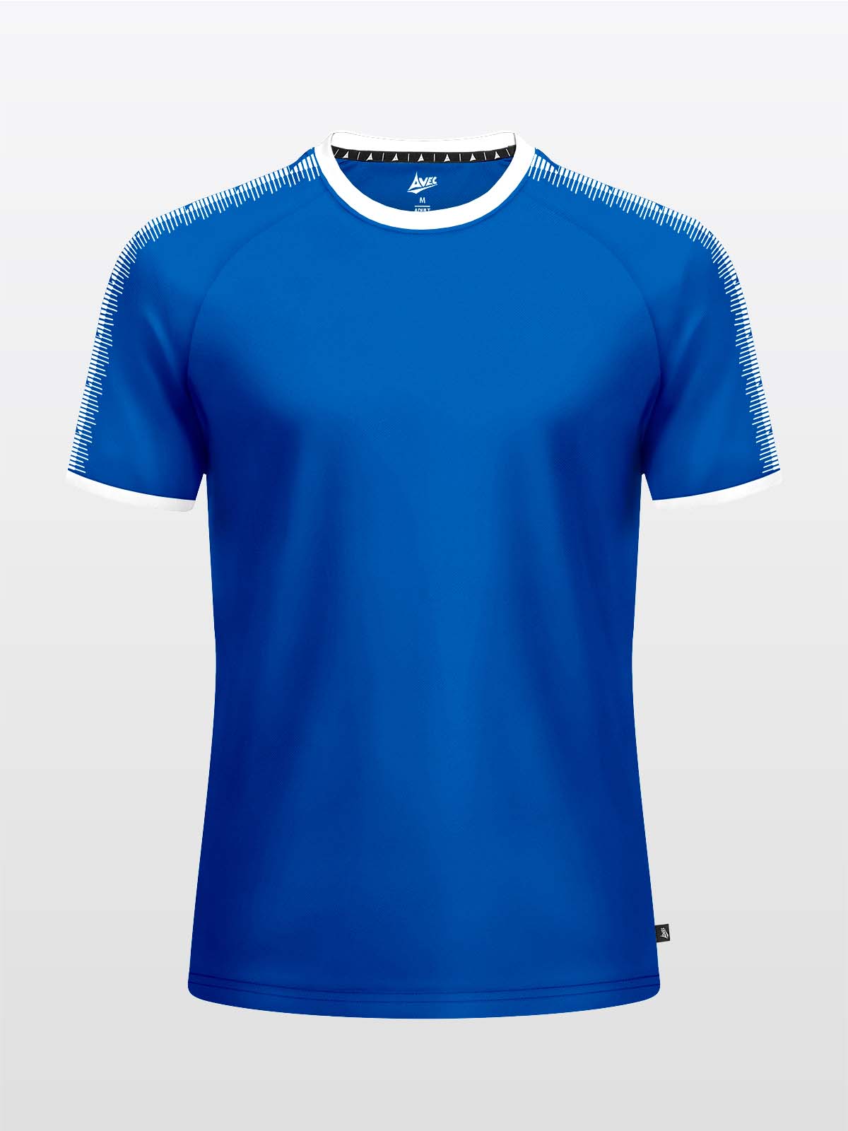 front view of the avec evolve royal blue t-shirt