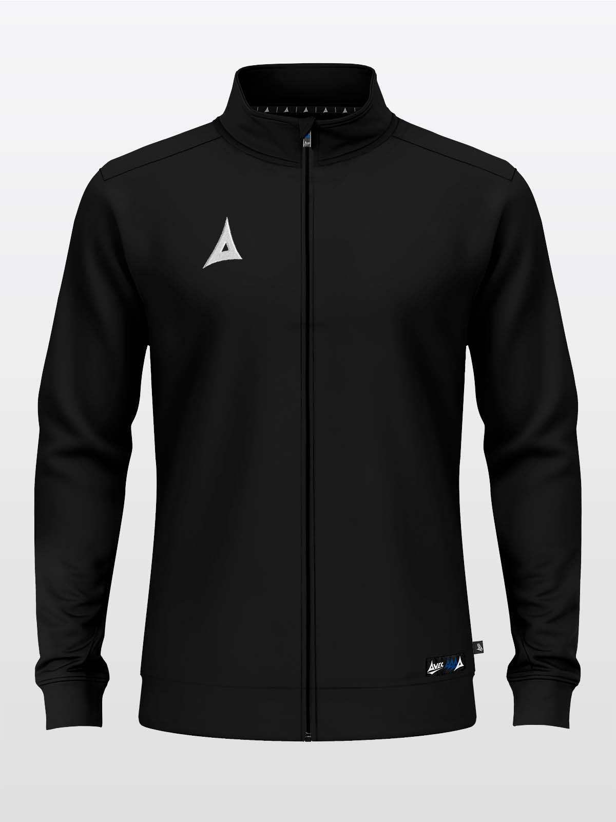 front view of the avec focus 2 black track jacket