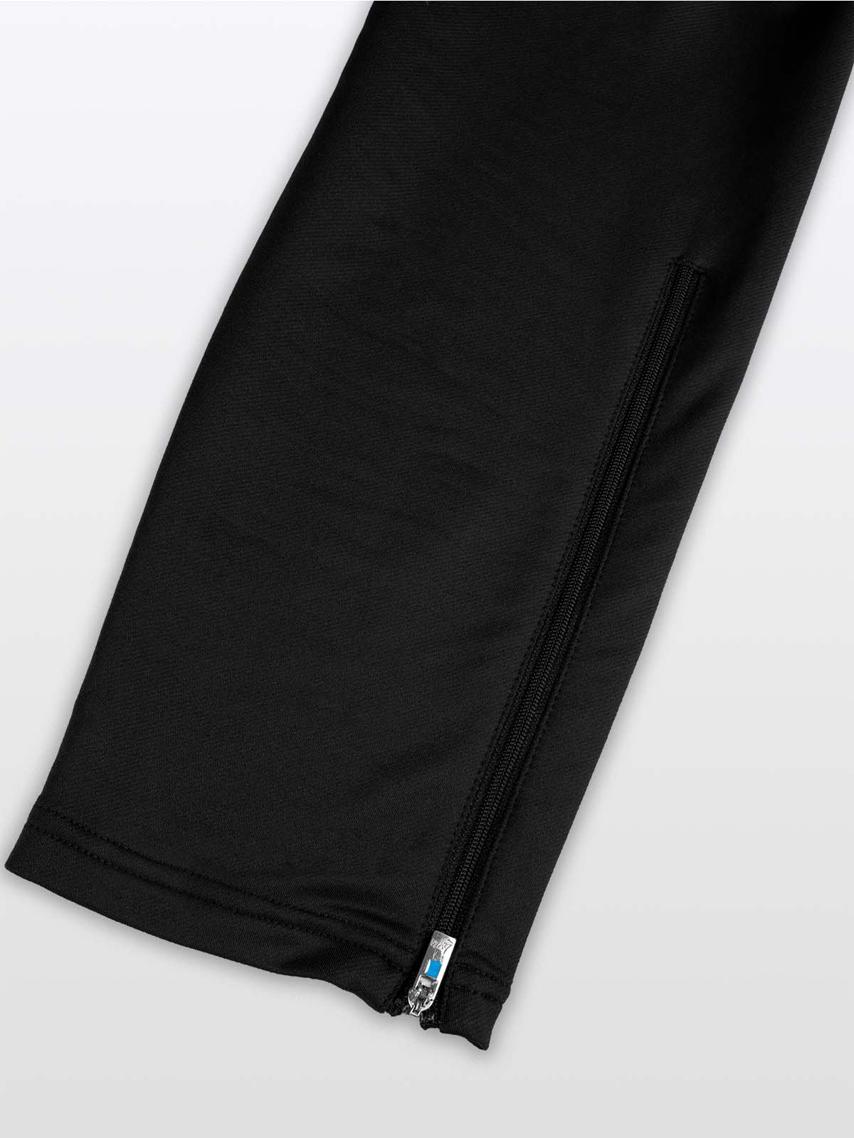 close up of zip up skinny fit leg of avec focus 2 track pant