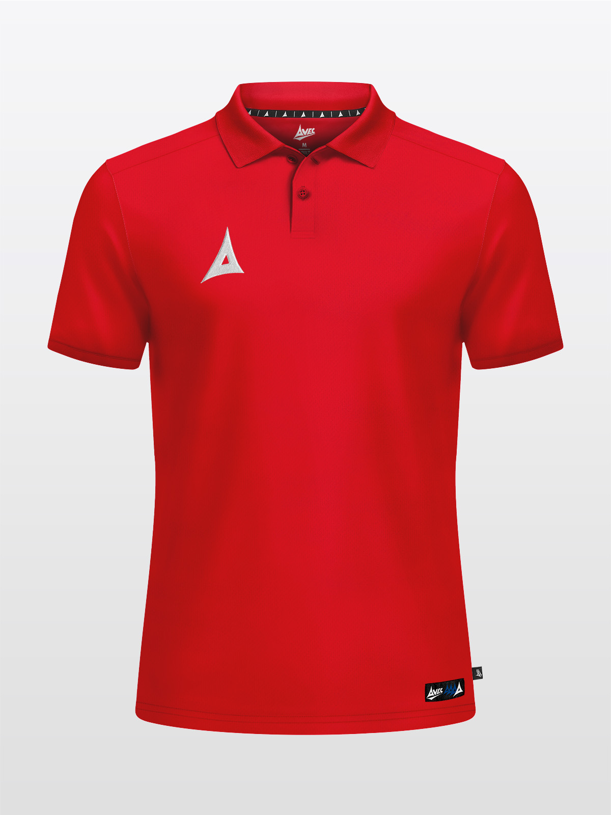 front view of the avec focus 2 red tech polo