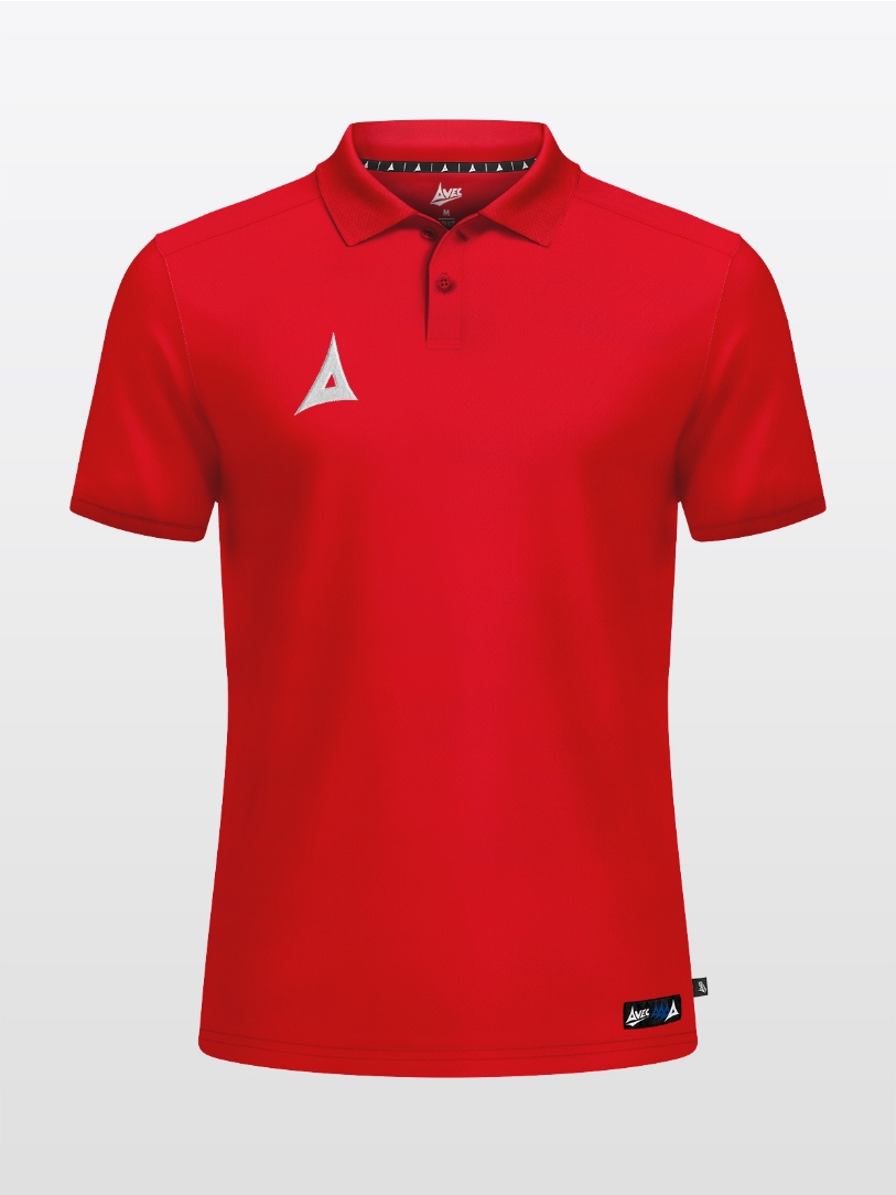 Front View of the Avec Focus 2 Red Tech Polo