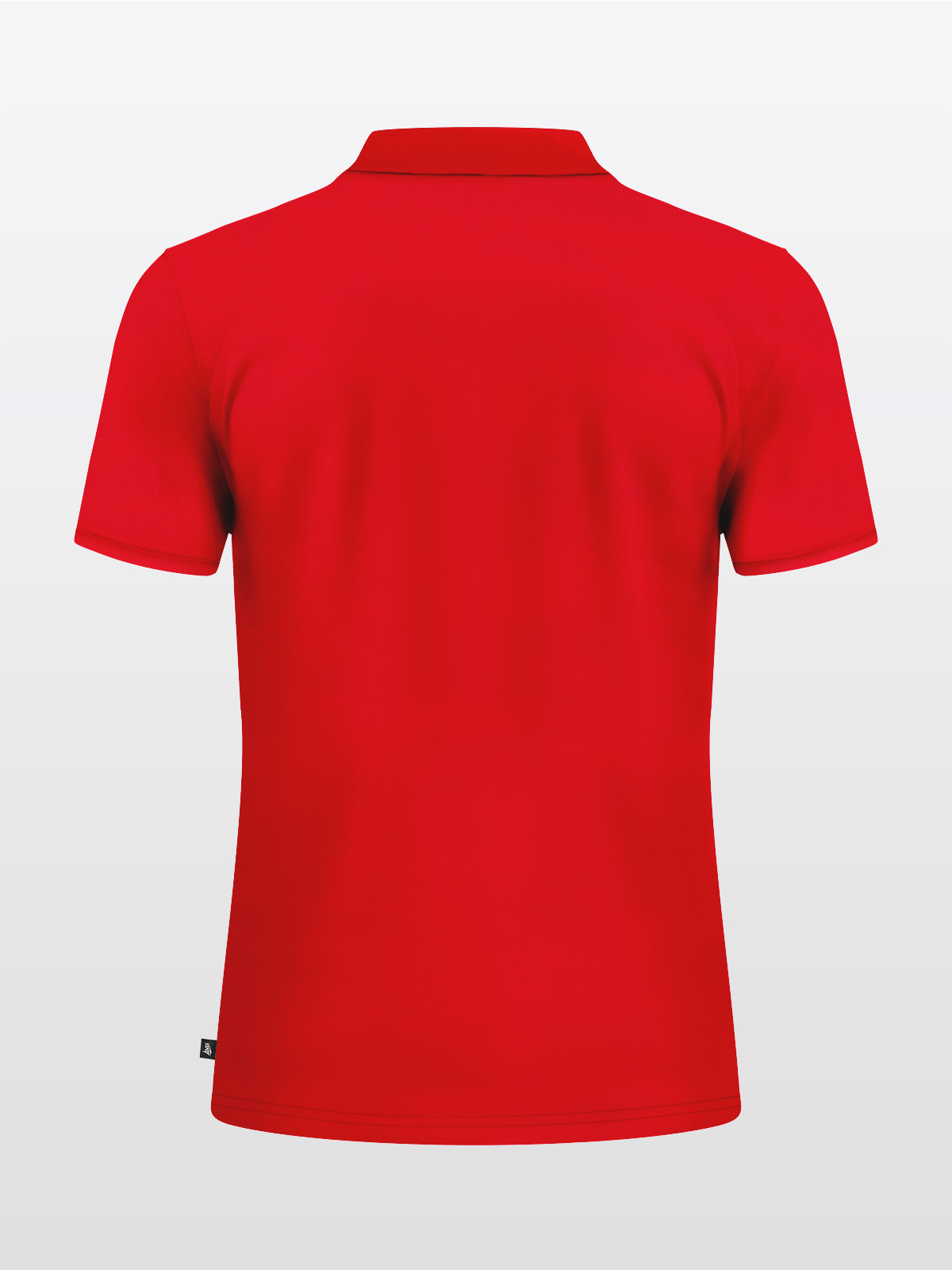 back view of the avec focus 2 red tech polo