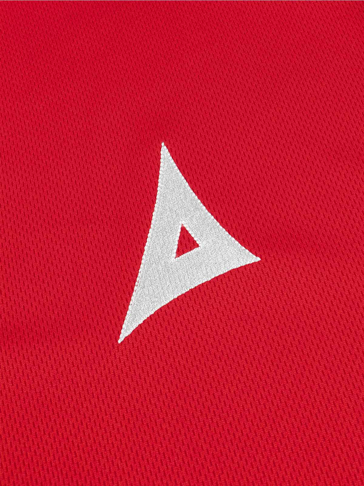 close-up of avec a  embroidery on the avec focus 2 royal tech polo