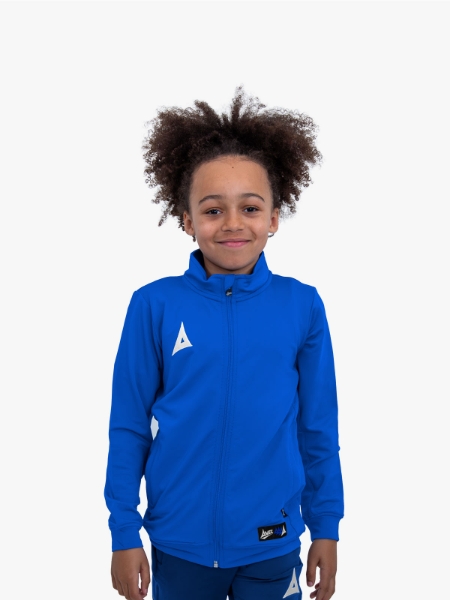 Avec Focus 2 Royal Blue Track Jacket worn by junior model – close up shot