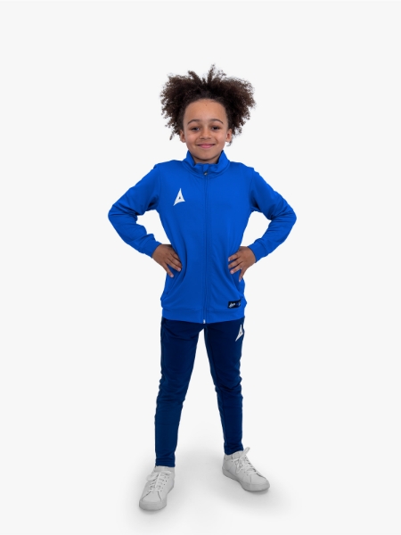 Avec Focus 2 Royal Blue Track Jacket worn by junior model – Full body shot
