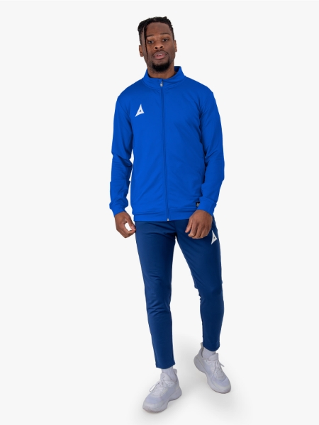 Avec Focus 2 Royal Blue Track Jacket worn by model – full body shot