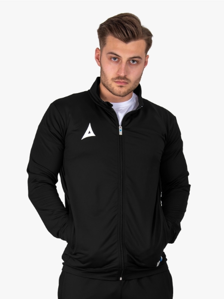 Avec Focus 2 Black Track Jacket worn by model – close up shot