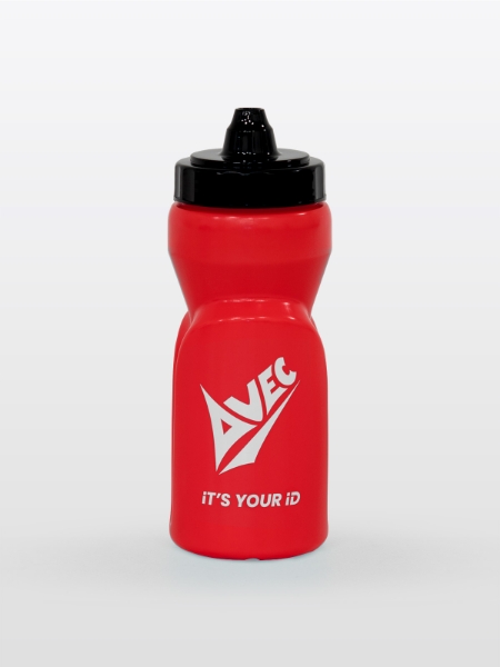 red water bottle with a self sealing nozzle