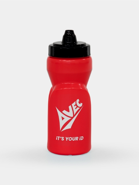 red water bottle with a self sealing nozzle