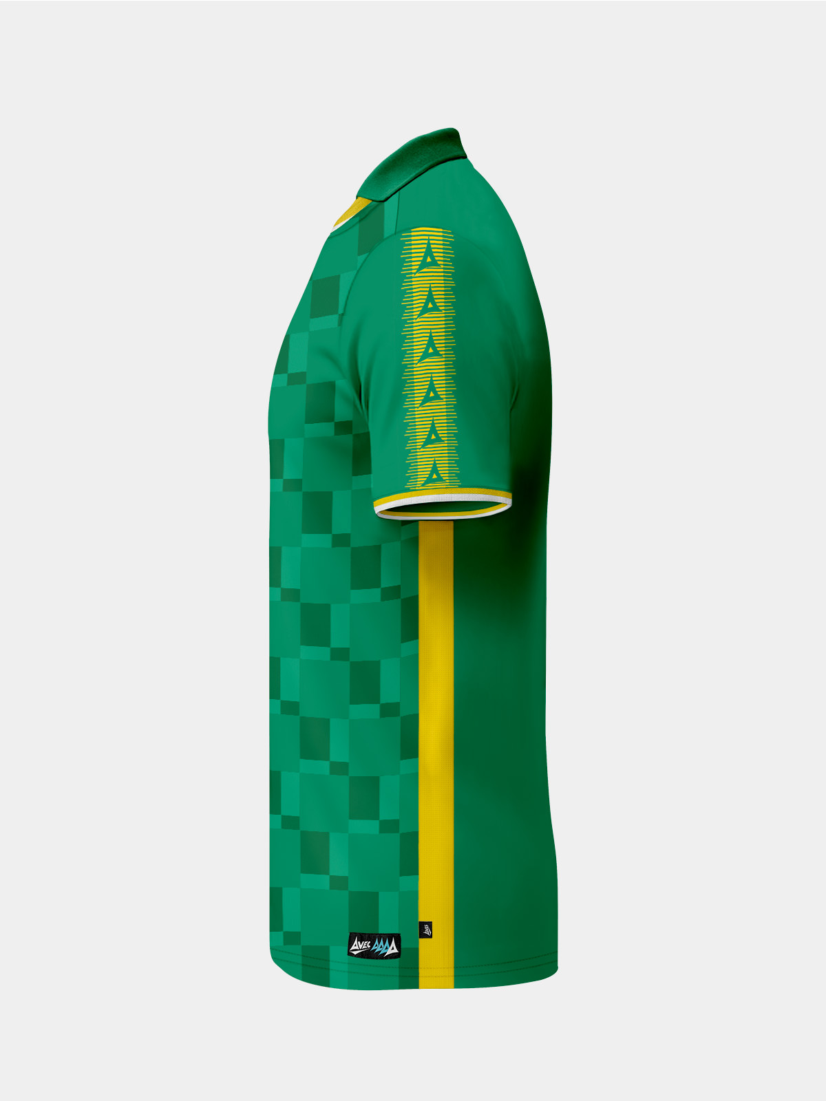 avec sq pro match jersey in green and yellow”