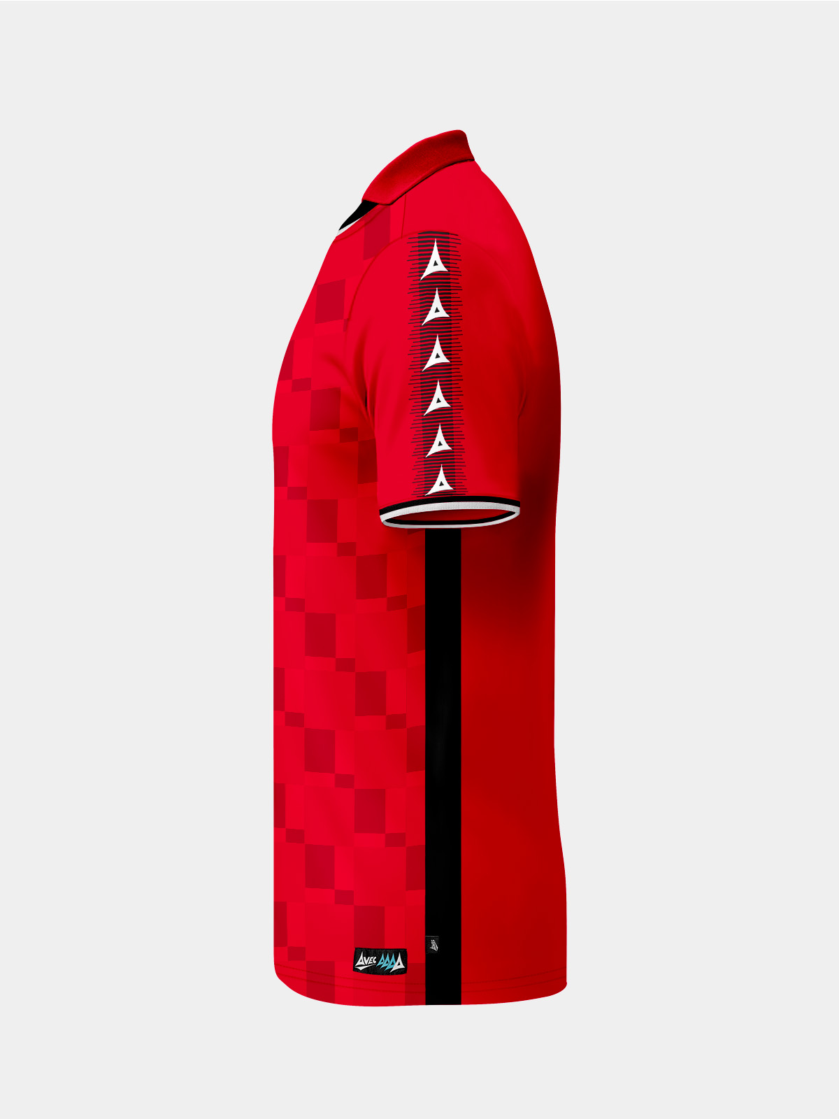 red football shirt with black detailing by avec