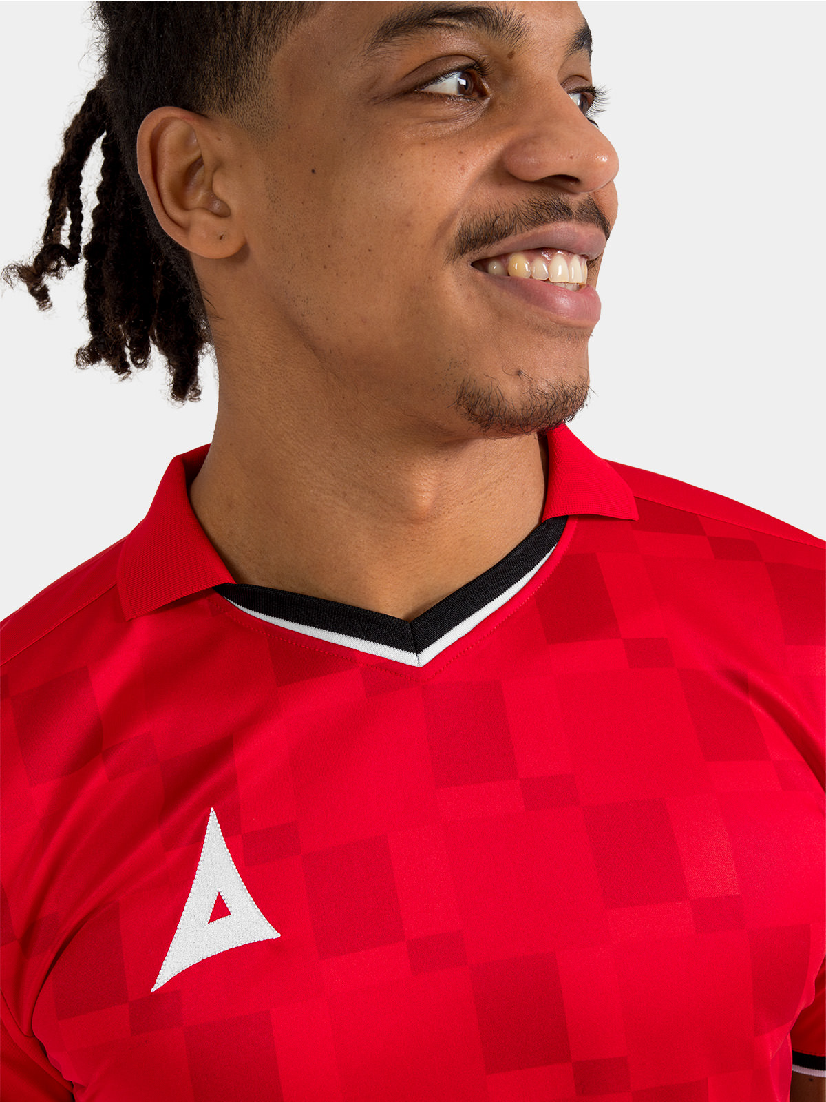 close‑up of sq pro fabric texture in red