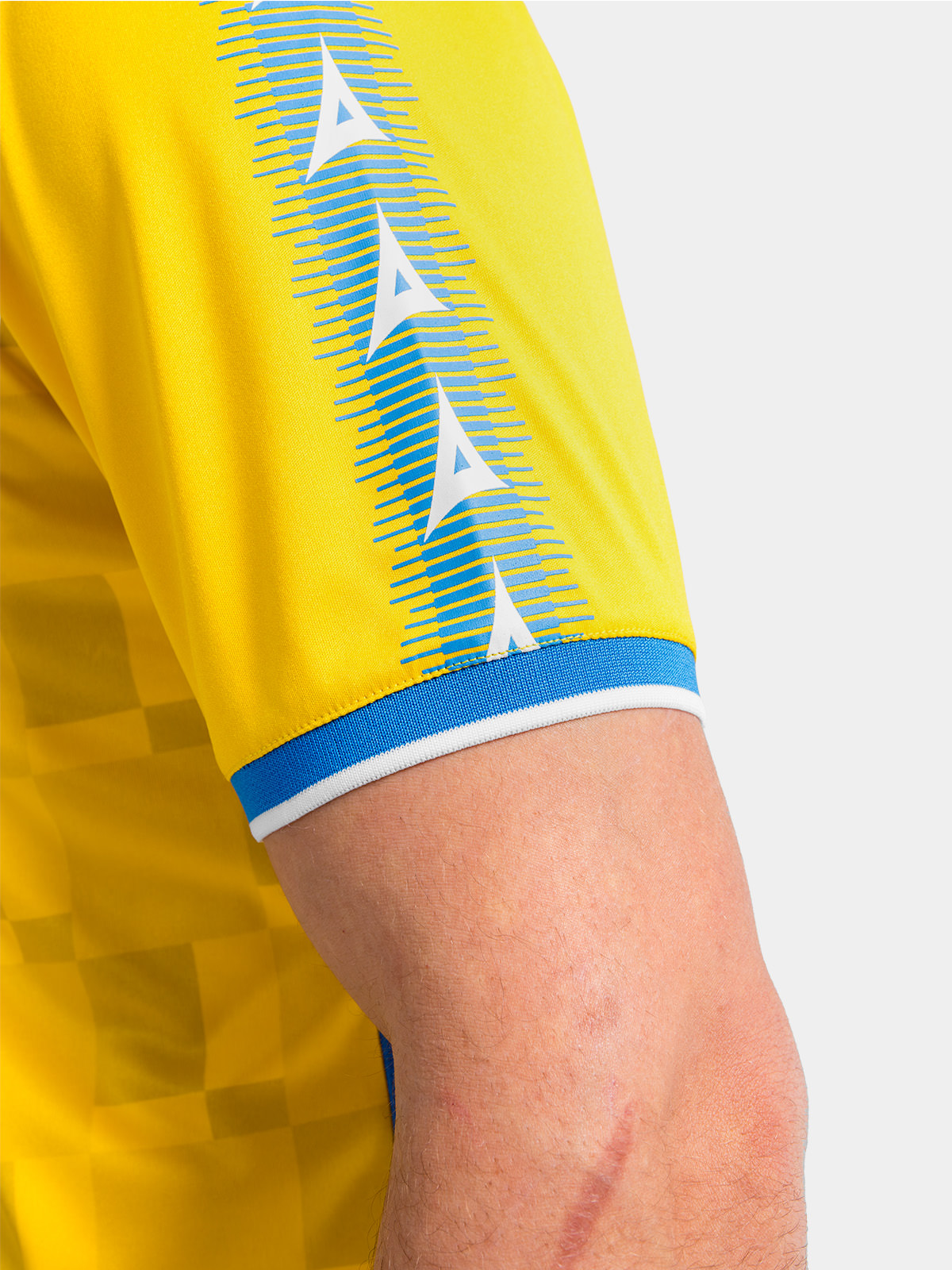 lightweight performance football jersey in yellow with royal blue trim