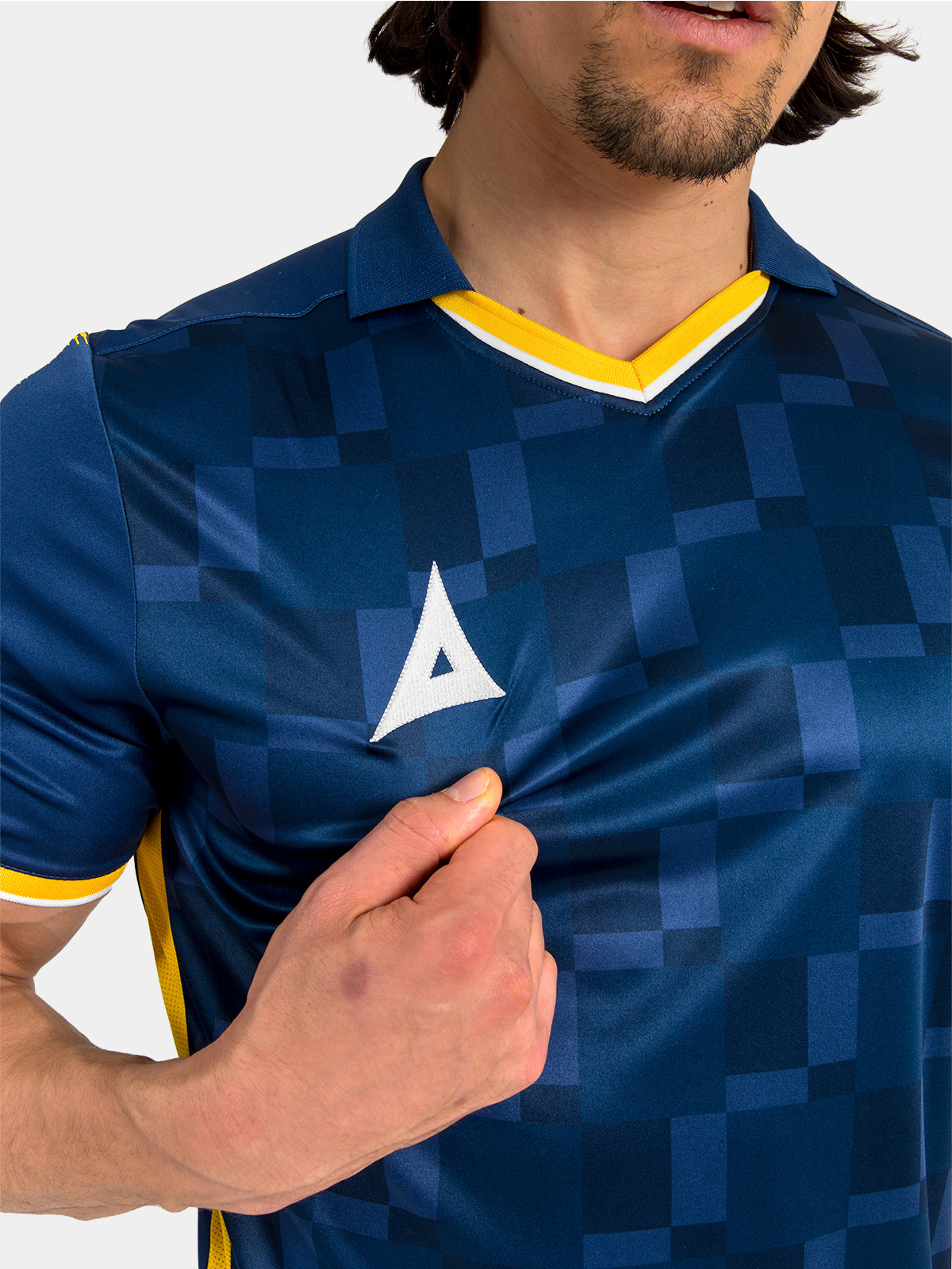 close‑up of sq pro fabric texture in navy blue