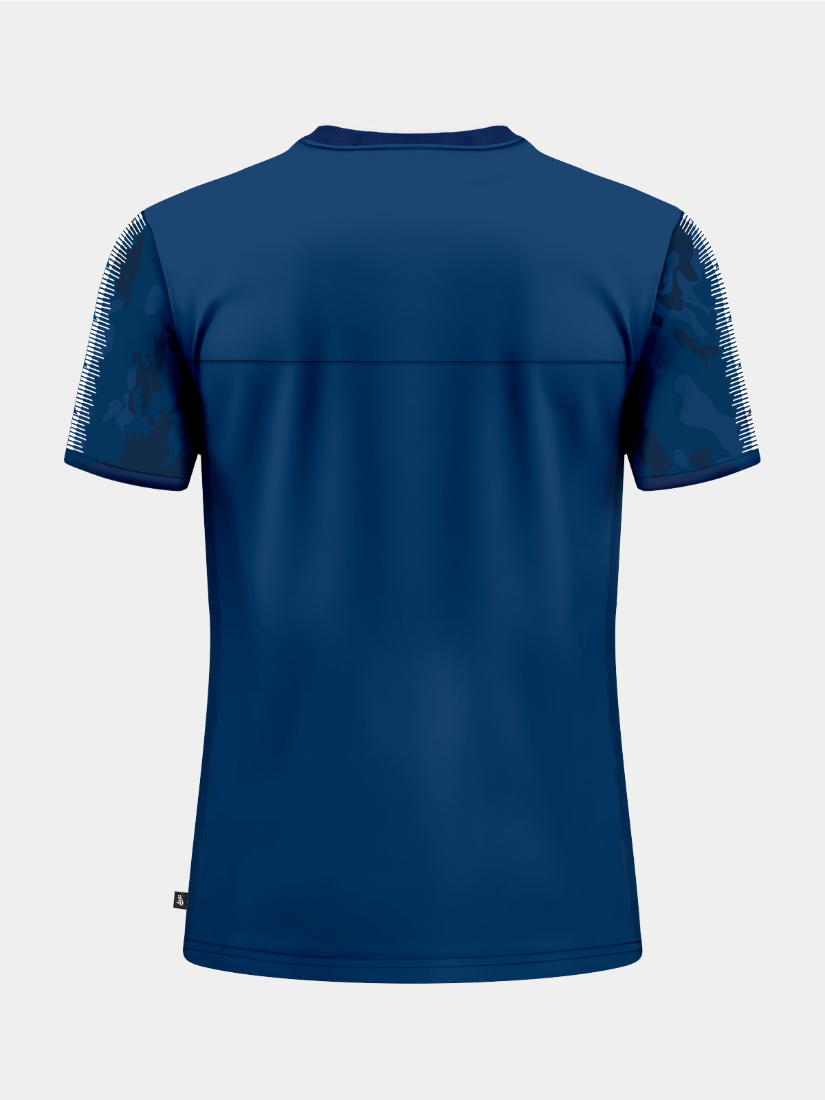 rear view of the navy and red hooped jersey, providing a professional surface for team printing and numbers.