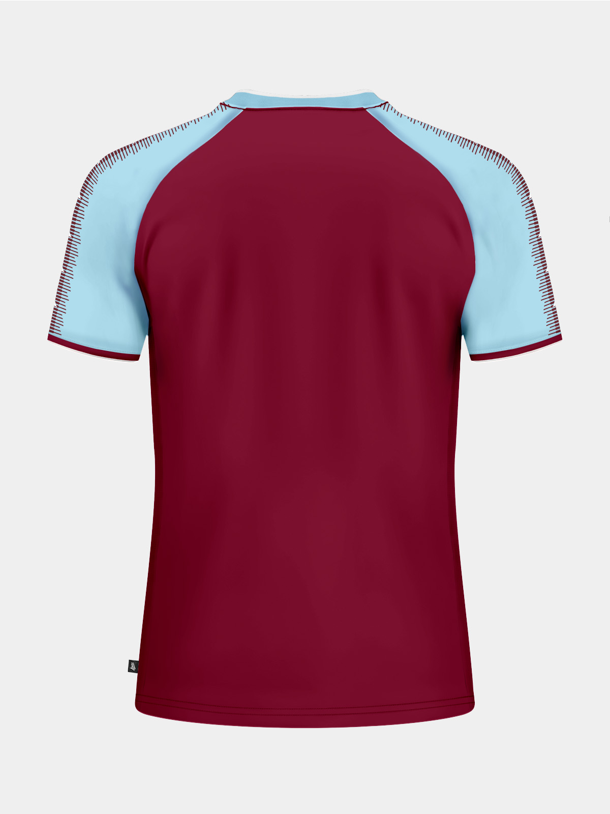 back view of the claret and sky heritage jersey, ideal for grassroots and professional team kits.