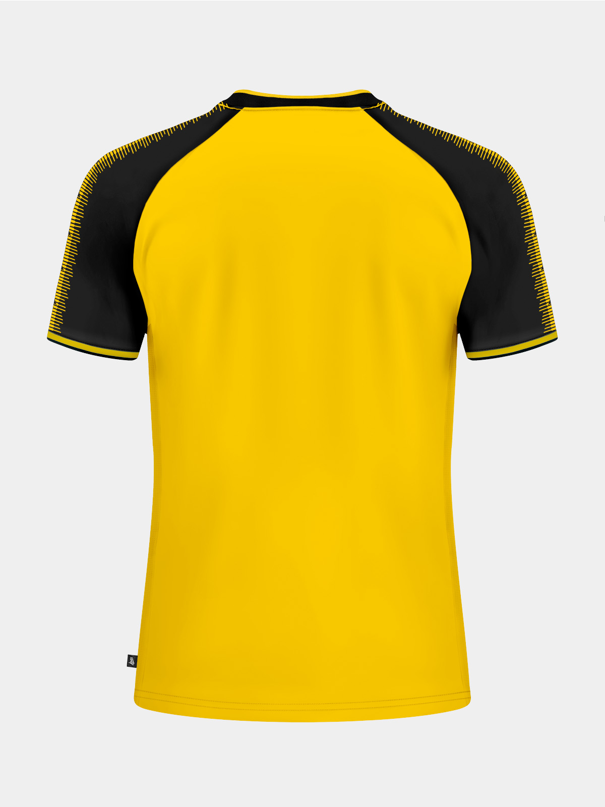 rear view of the yellow and black heritage jersey showing the clean space for custom name and number printing.