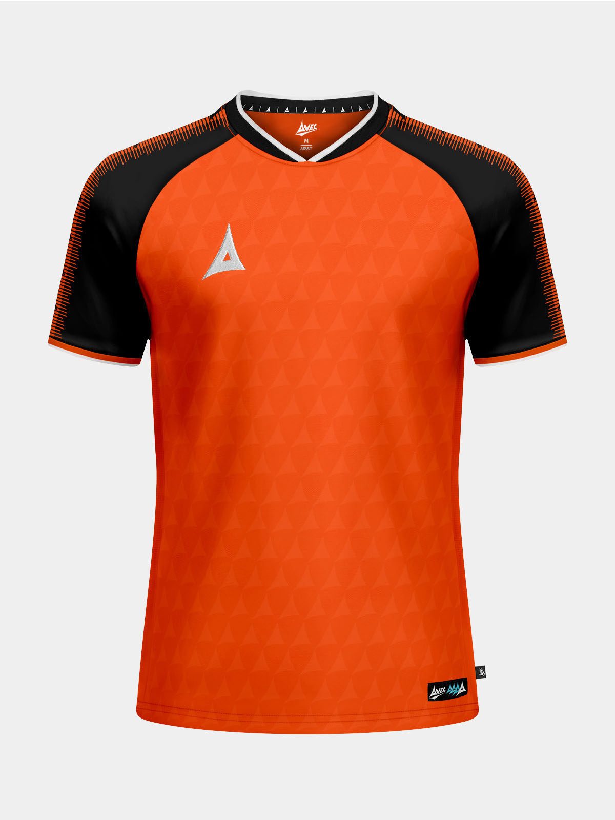 orange and black heritage matchday jersey shown from the front, featuring professional contrast sleeves and debossed fabric.