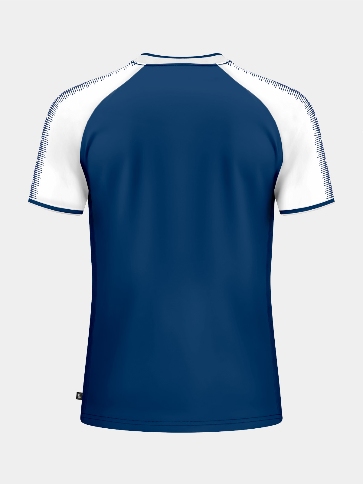 rear perspective of the navy and white heritage jersey designed for professional matchday use.