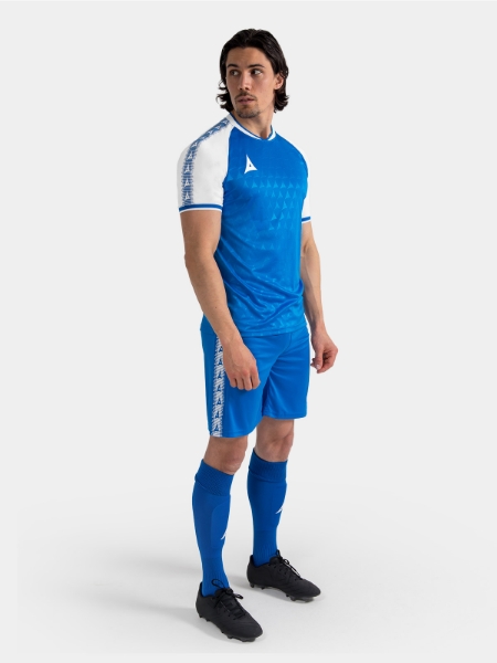 Complete Royal Blue Heritage match kit on-model, showcasing the full professional aesthetic.