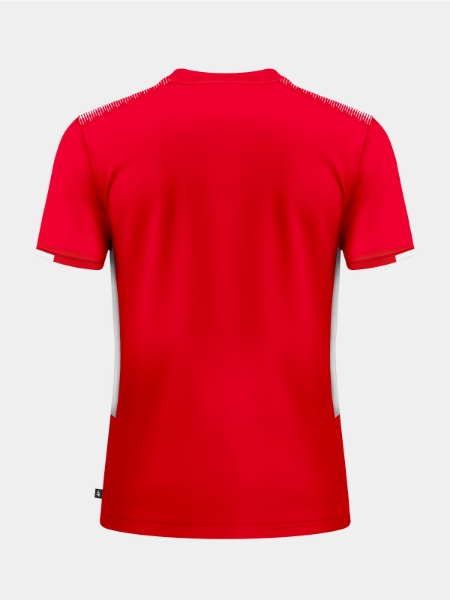 Back view of the Red training top, allowing for clear player or coach identification.