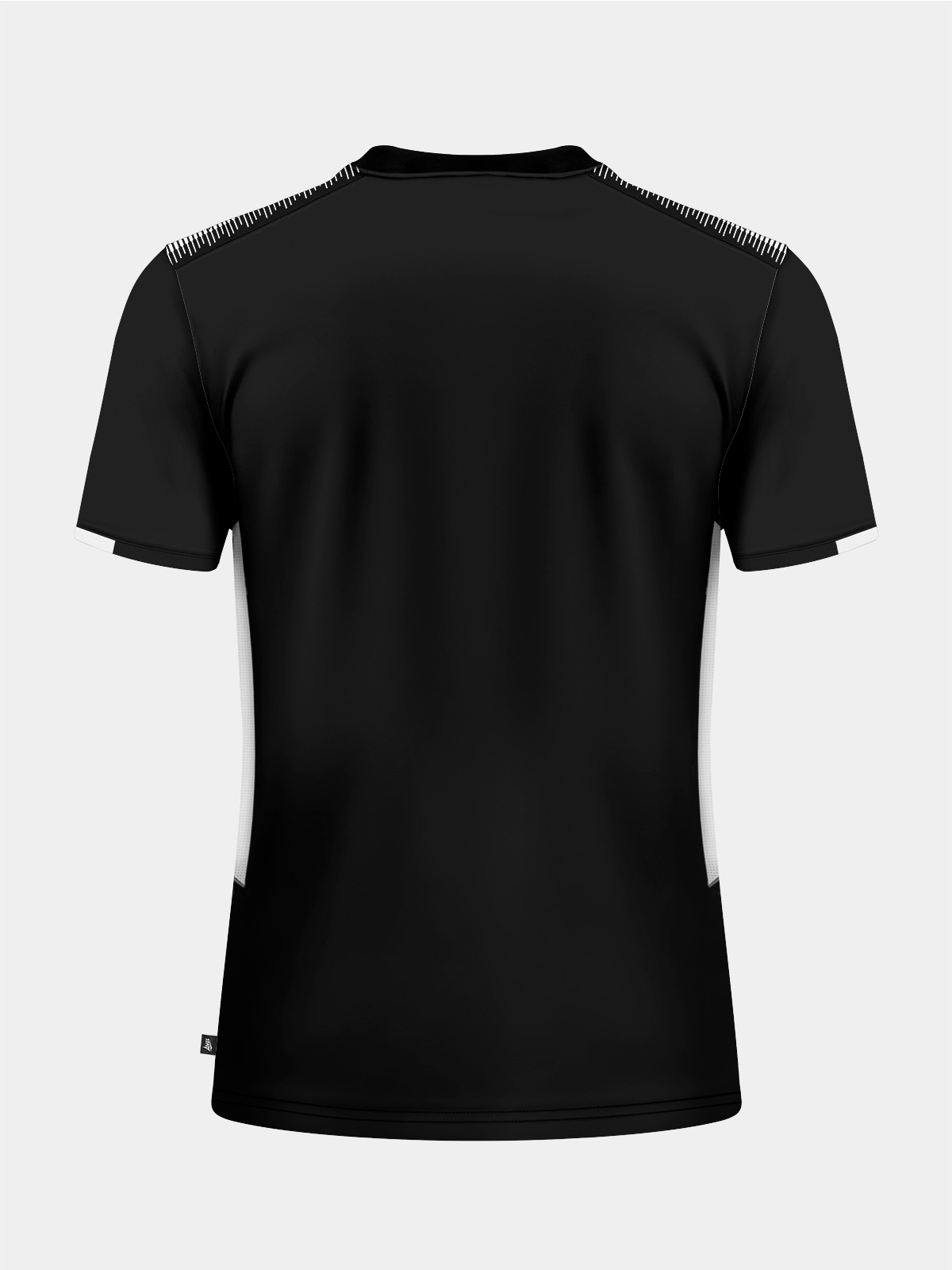 rear perspective of the black training top, showcasing a clean back for club branding or numbering.