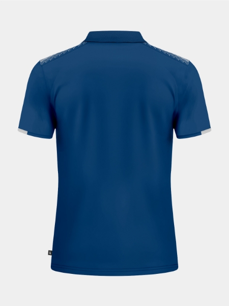 Rear perspective of the Navy travel polo, tailored for professional squad and staff representation.