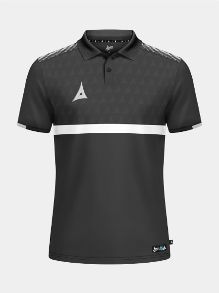 Front shot of the Anthracite Dark Grey Evolve Pro Tech Polo with a two-button placket and debossed detailing