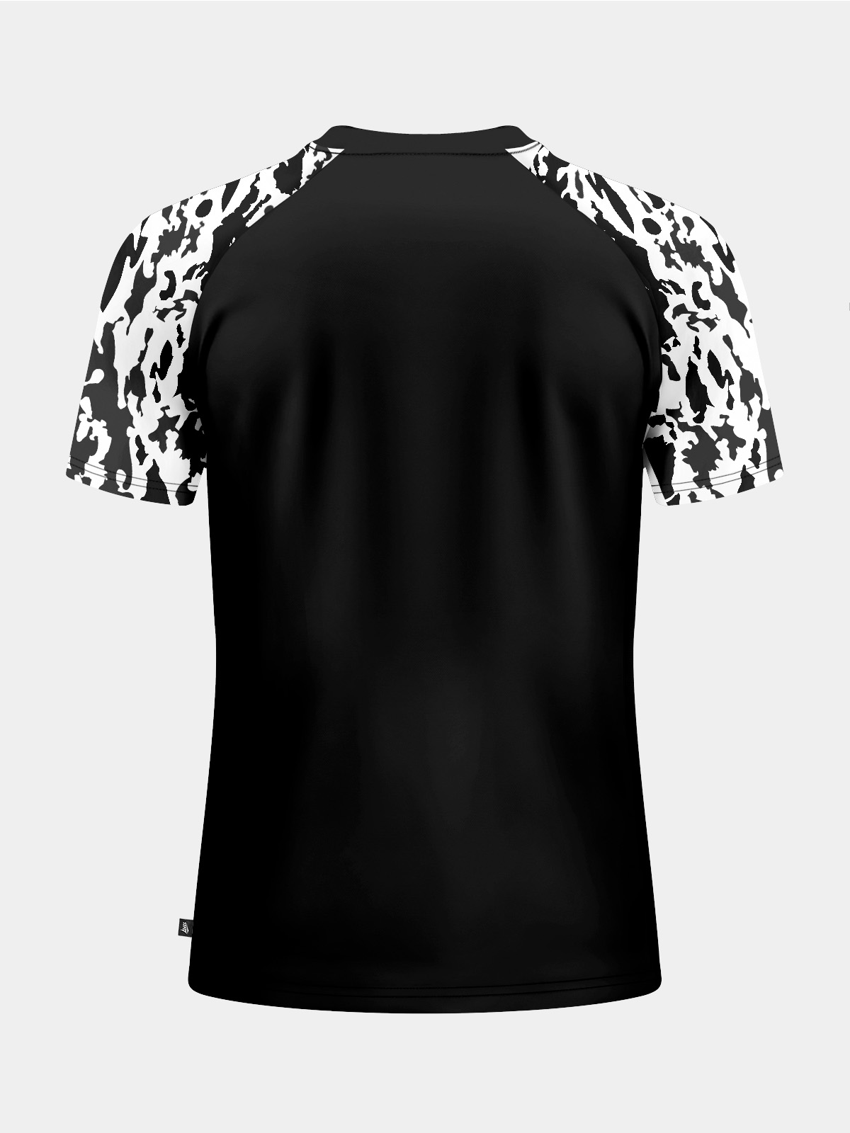 rear view of the black jersey, tailored for amateur and professional club personalisation.