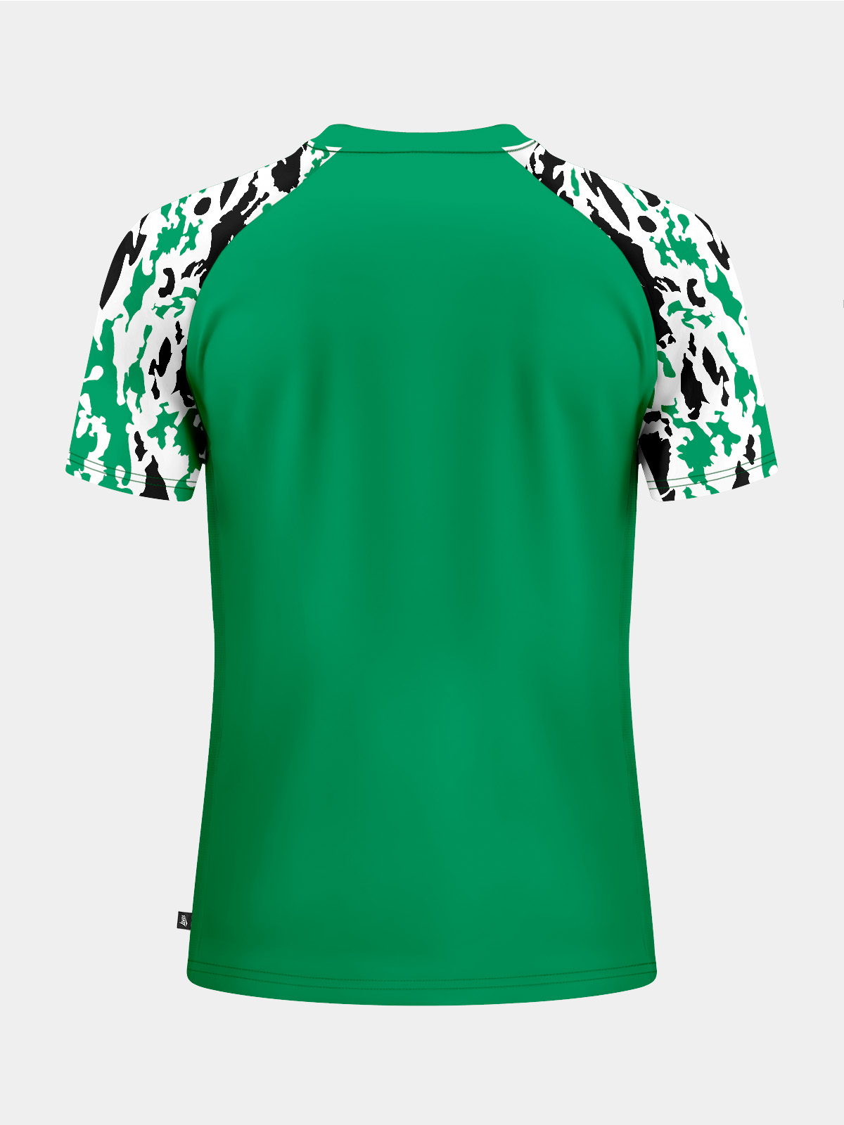 back view of the green matchday jersey, providing a clean layout for squad numbers and sponsors.