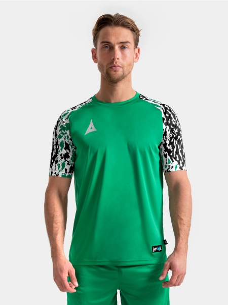 Model showcasing the Green Classic Pro Jersey, highlighting the modern textured design and pro-fit.