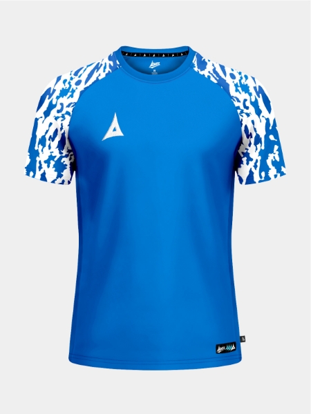 Front view of the Royal Blue Classic Pro Jersey, featuring a deep blue torso and professional camo-sublimated sleeves.