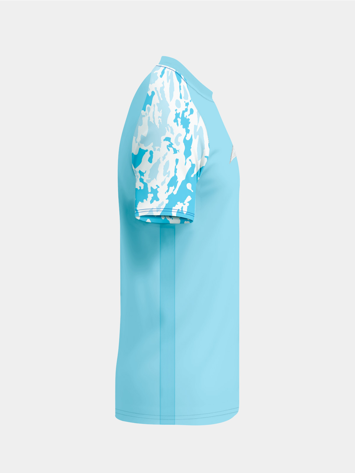 right side view of the hyper sky classic pro shirt, showcasing the ergonomic sleeve design and moisture-wicking interlock fabric.