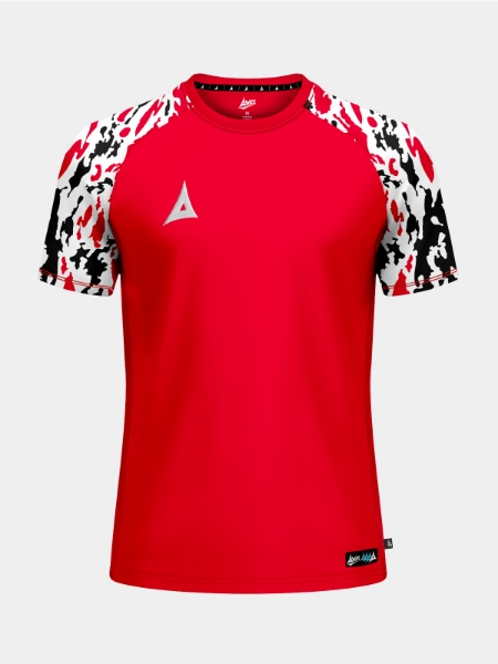 The Red Classic Pro Jersey shown from the front, featuring a bold red torso and matching tonal red camo graphics on the sleeves.
