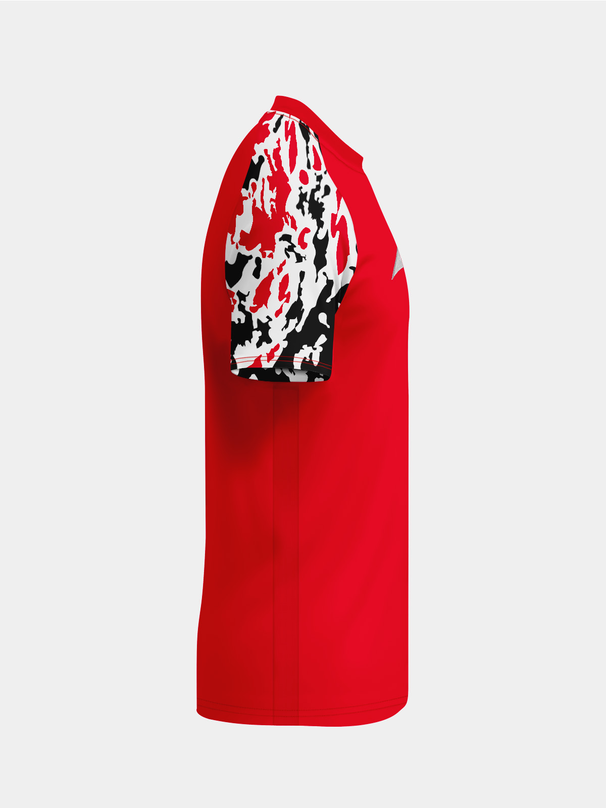 right profile of the red classic pro jersey, displaying the streamlined sleeve and moisture-wicking fabric.