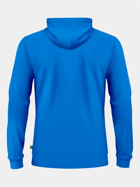 Rear view of the Royal Blue Essentials hoody, showcasing the high-stretch fabric and athletic tailoring.