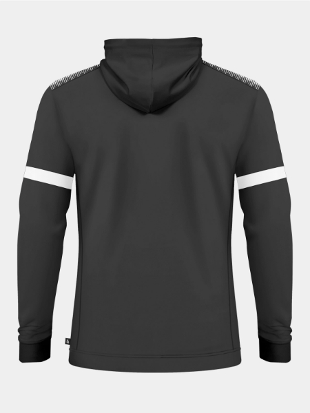 Back view of the Anthracite charcoal hoody, displaying the high-stretch fabric and professional athletic tailoring.