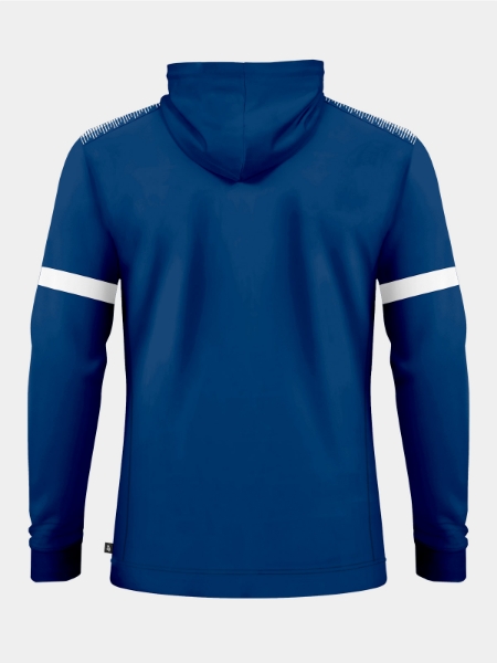 Rear view of the Navy full-zip hoody, designed for all-weather training with a lightweight yet warm shield construction.