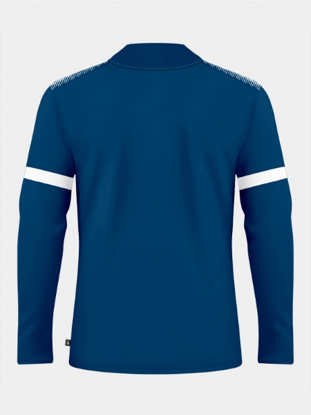 Rear perspective of the Navy Evolve Pro training top, showing the clean lines and professional athletic silhouette.