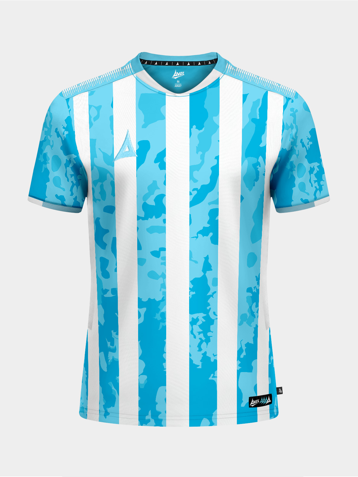 avec sport pro intent stripe football jersey front view with contrast stripe design